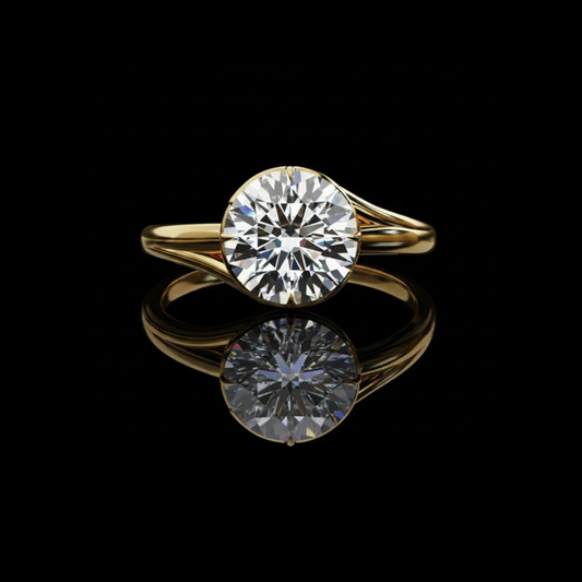 Unique Round Cut Lab Diamond Solitaire Promise Ring