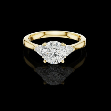 Three Stone Round Lab Diamond Ring With Trillion Side Stone