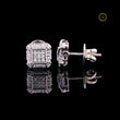 Cluster Round Cut Lab Diamond Stud Earrings Pave Square Design - View 2