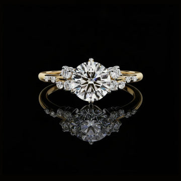 Floral Round Brilliant Cut Moissanite Diamond Engagement Ring For Her