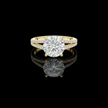 Round Cut Moissanite Diamond Split Shank Pave Setting Ring