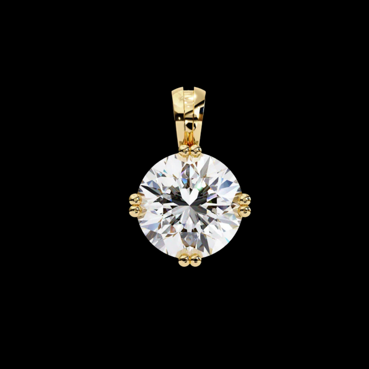 Round Moissanite Diamond Solitaire Double Prong Four Point Pendant