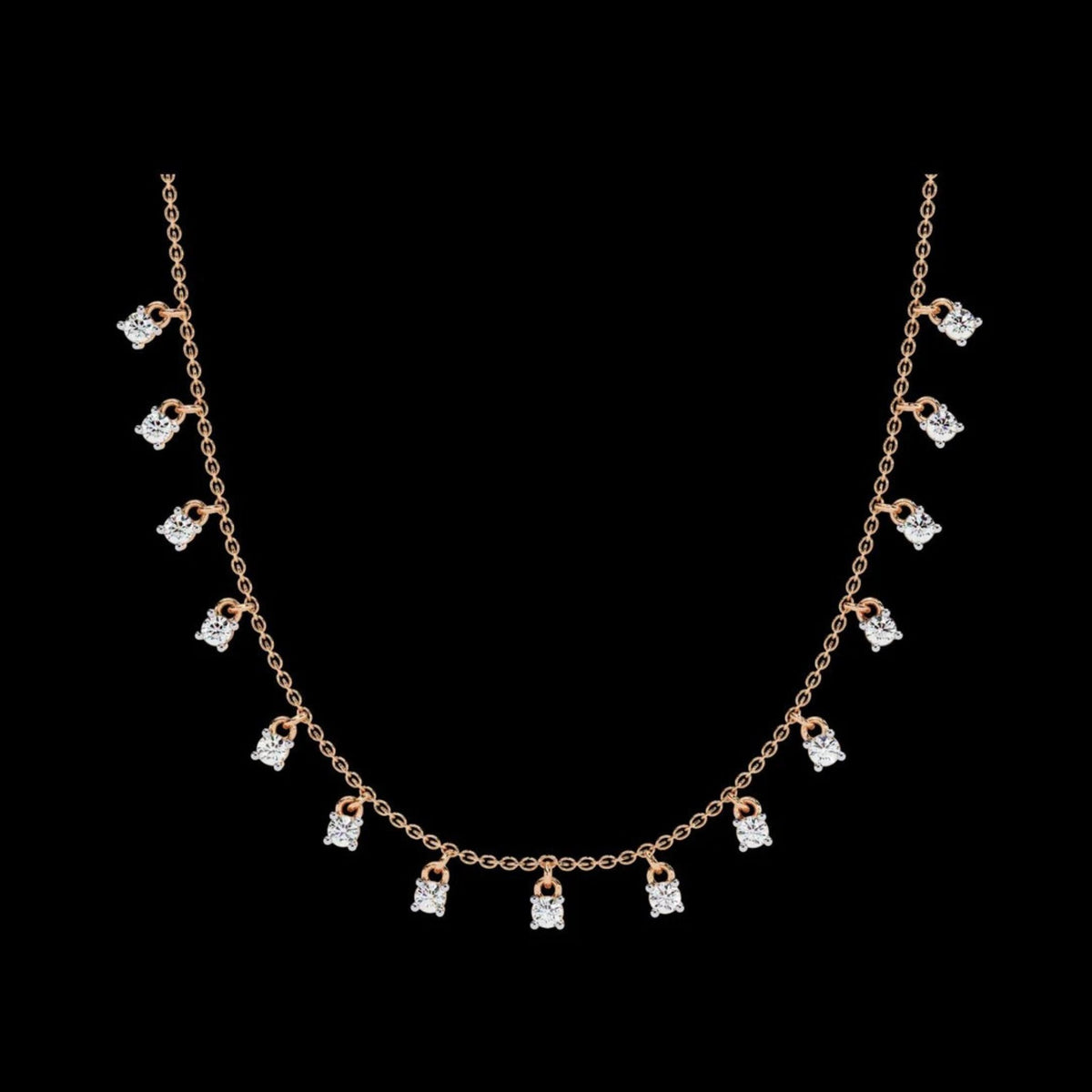 Round Cut Moissanite Diamond Dangle Charm Choker Necklace