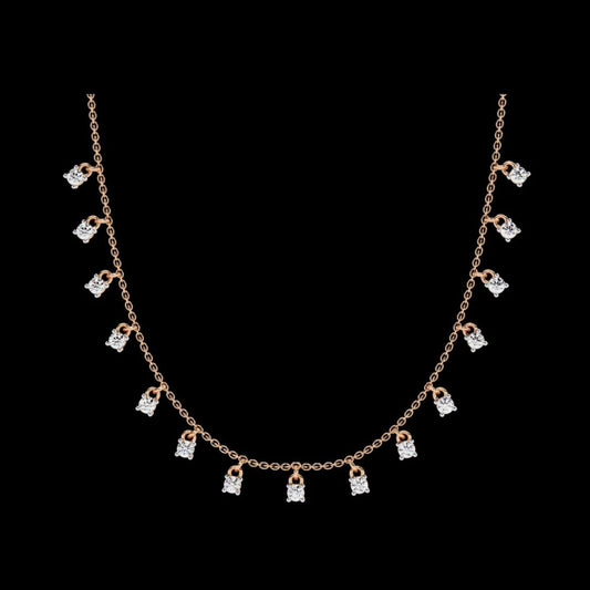 Round Cut Moissanite Diamond Dangle Charm Choker Necklace