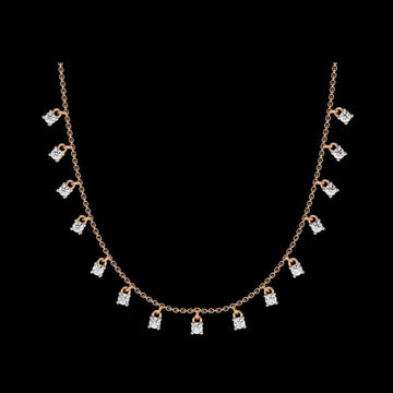 Round Cut Lab Grown Diamond Dangle Charm Choker Necklace