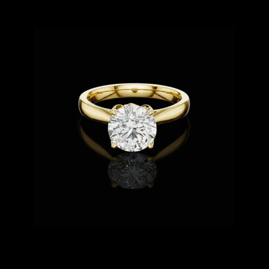 Round Cut Solitaire Moissanite Diamond With Four Prong Proposal Ring