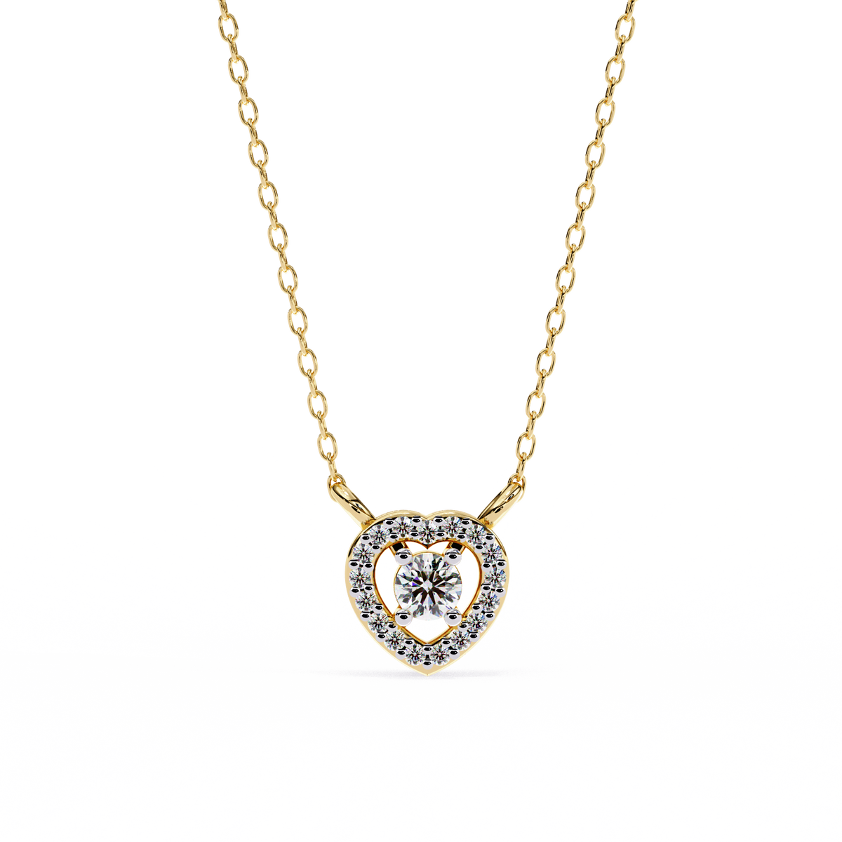 Heart Shape Halo Pendant with Round Lab Grown Diamond - View 2