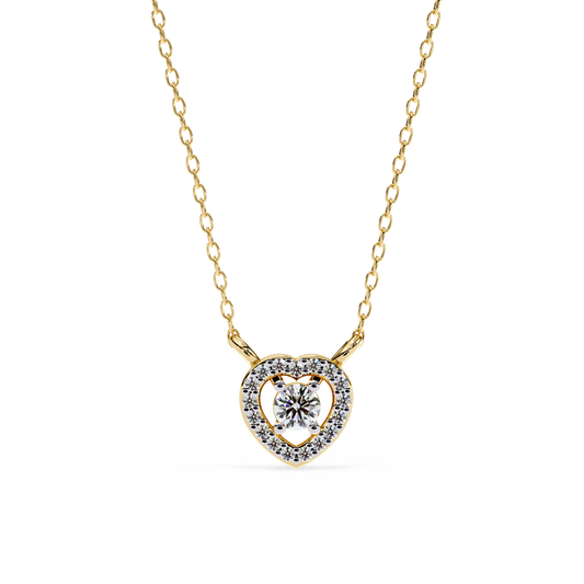 Heart Shape Halo Pendant with Round Moissanite Diamond - View 2