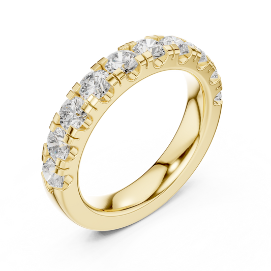 Round Lab Diamond Half Eternity Wedding Band - View 2