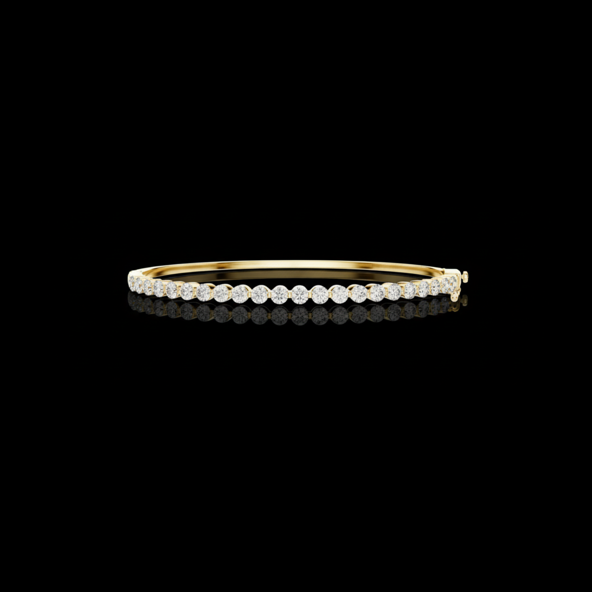 Slim Round Lab Diamond Hinged Bangle Bracelet for Women