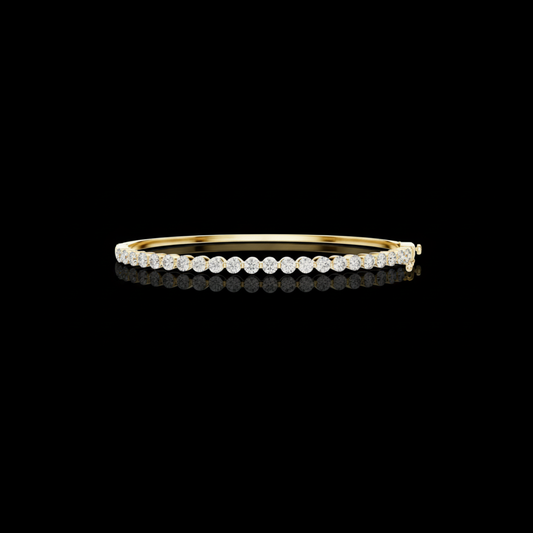 Slim Round Moissanite Diamond Hinged Bangle Bracelet for Women