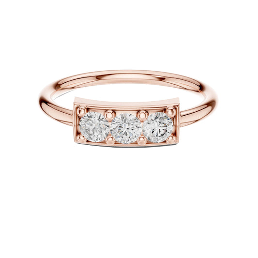 Round Three Stone Lab Diamond Minimalist Ring - View 2