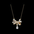 Ribbon Bow Pave Lab Grown Diamond Necklace With Pear Drop
