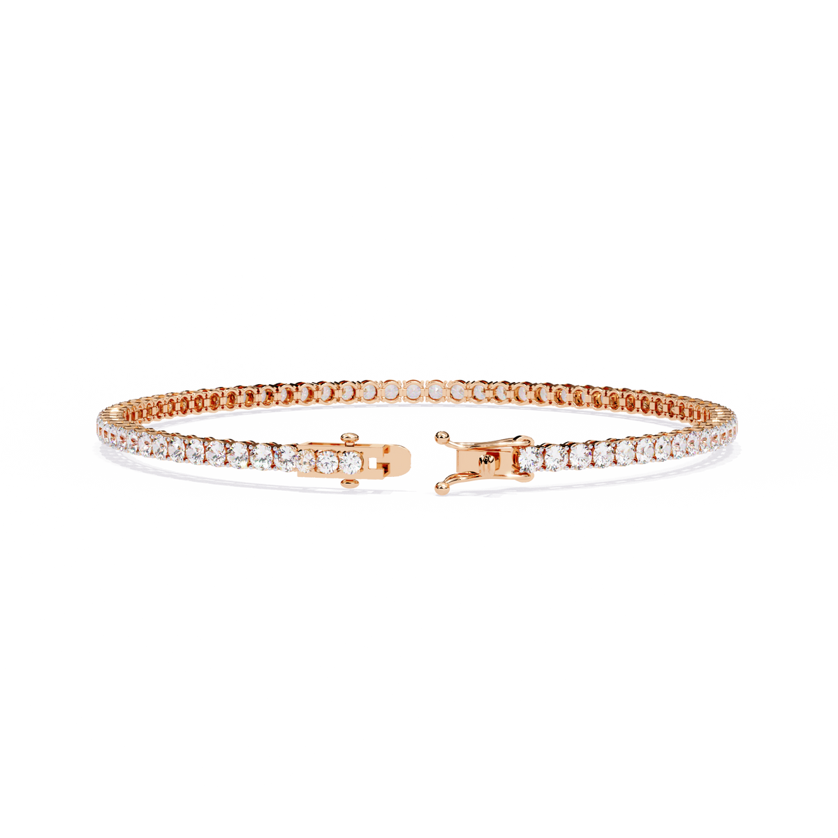 Round Cut Moissanite Diamond Tennis Bracelet with Sparkling Classic Prong Setting - View 3