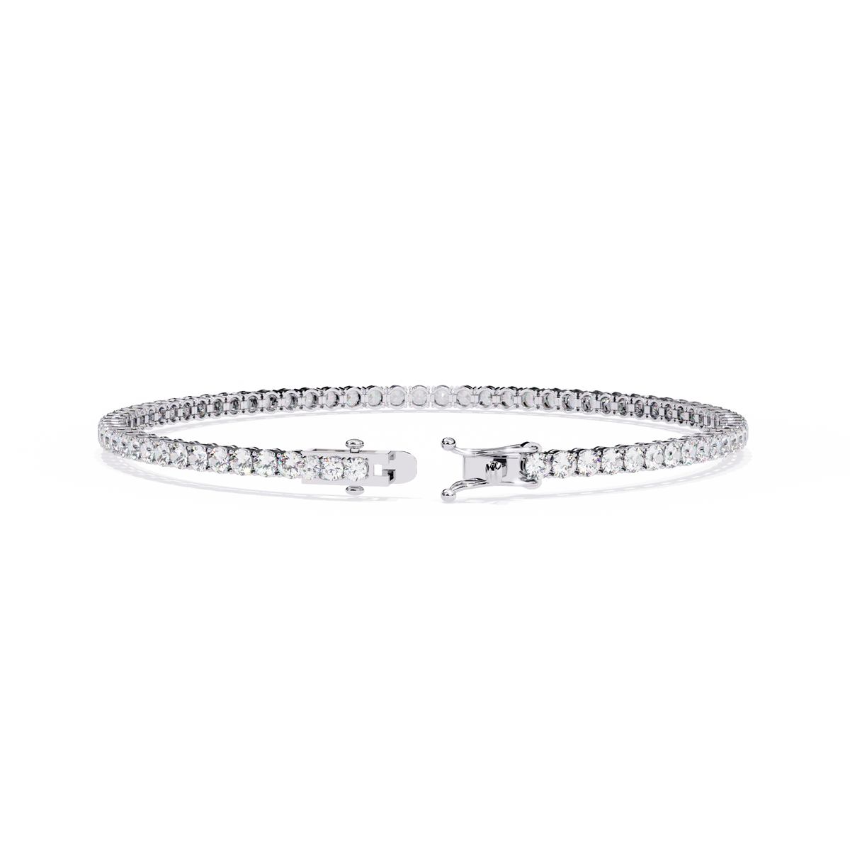 Round Cut Moissanite Diamond Tennis Bracelet with Sparkling Classic Prong Setting - View 4