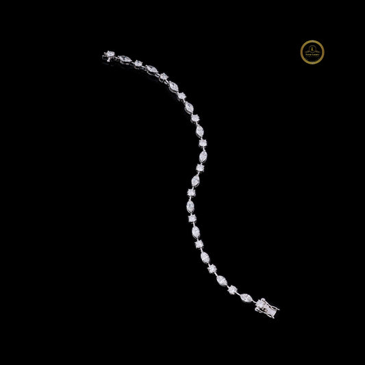Alternating Marquise and Round Moissanite Diamond Tennis Bracelet - View 2