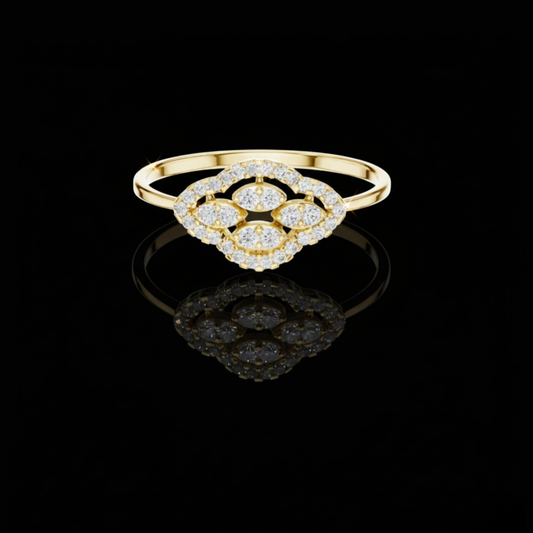 Round Moissanite Diamond Pave Accents Cluster Halo Ring