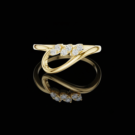 Three Marquise Cut Moissanite Diamond Bypass Ring with Slim Band