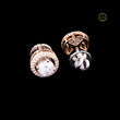 Luxury Double Halo Rose Gold Moissanite Stud Earrings with Round Brilliant Cut Center Stones - View 2