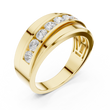 Round Cut Lab Grown Diamond Men's Curved Swirl Channel Set Gold Band - View 4