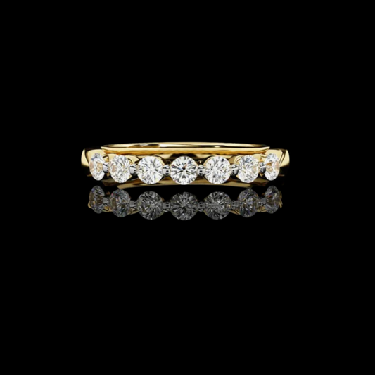 Round Brilliant Cut Moissanite Half Eternity Promise Band