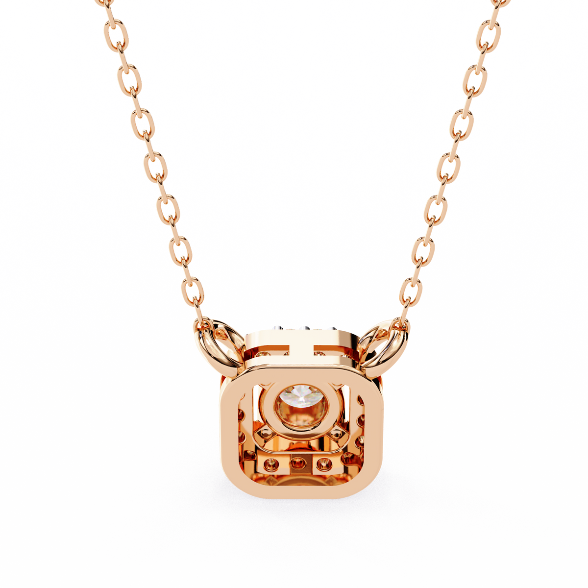 Square Rounded Silhouette Pendant with Round Lab Grown Diamond - View 8