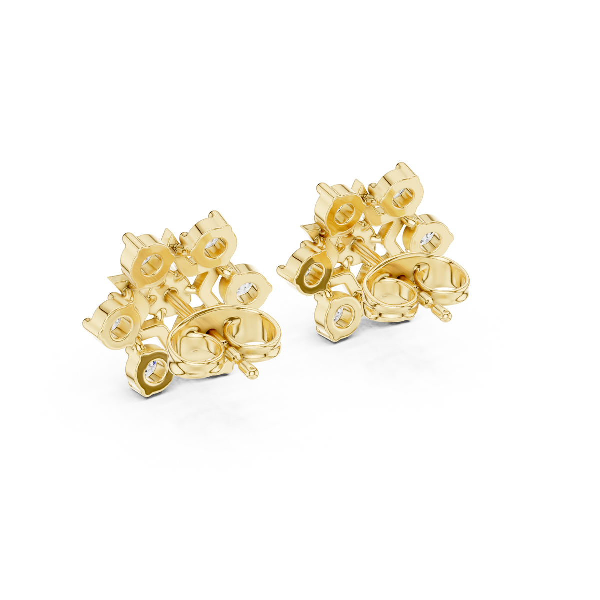 Cluster Round Moissanite Diamond Star Motif Studs Earring - View 10