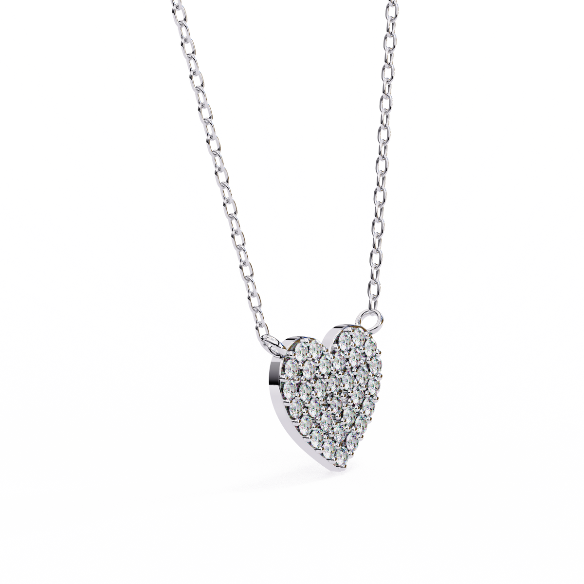Round Lab Grown Diamond Heart Shaped Charm Two Loop Pendant - View 7