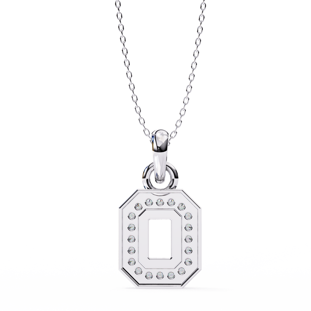 Abstract Cutout Frame Motif Pendant with Round Lab Grown Diamond - View 10
