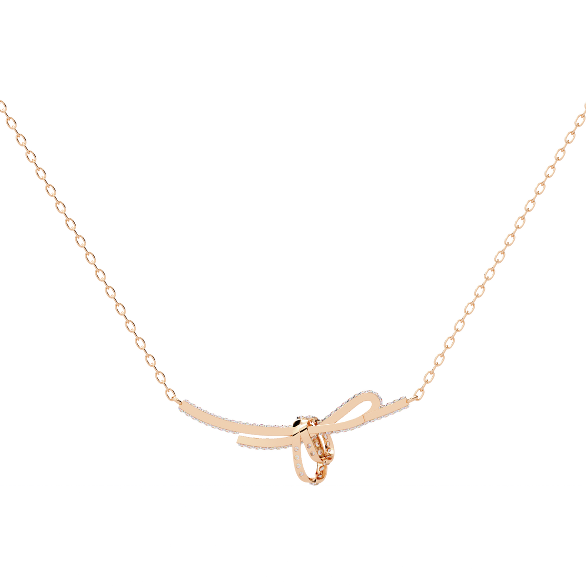 Bow Style Pave Lab Grown Diamond Knot Necklace - View 9