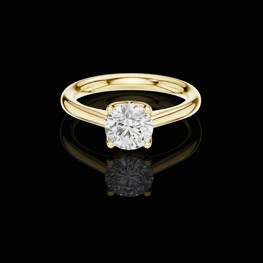Round Cut Lab Diamond Solitaire Ring Four Prong Engagement Ring