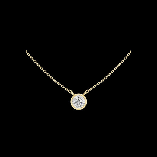 Solitaire Round Moissanite Diamond Pendant with Center Bezel Setting