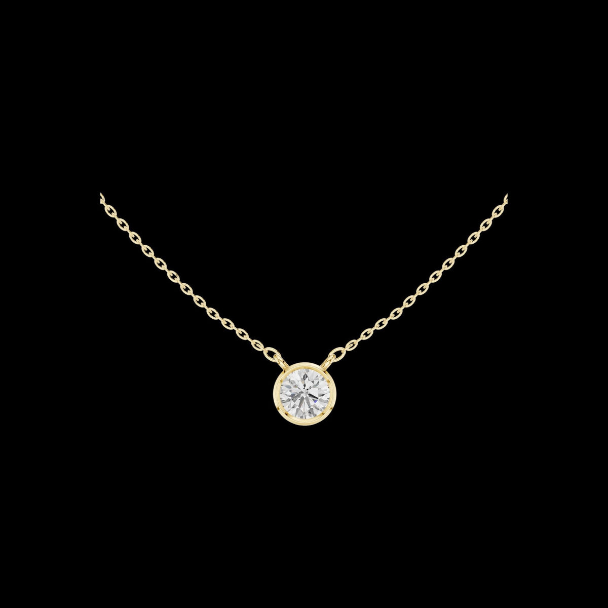 Round Lab Grown Diamond Solitaire Pendant with Center Bezel Setting