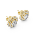 Radiant Aura Round Lab Diamond Stud Earrings with Double Halo Setting - View 2