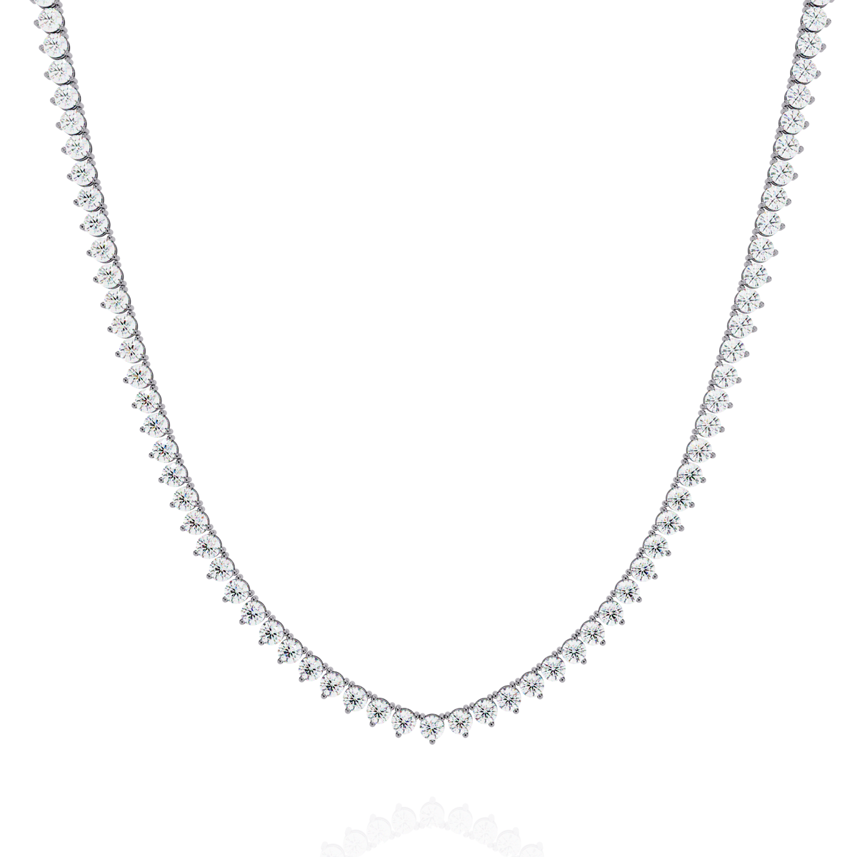 Round Cut Lab Grown Diamond V Shape Tennis Necklace - View 3