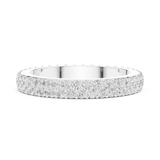 Round Cut Double Row Pave Moissanite Eternity Band Wedding Ring - View 2
