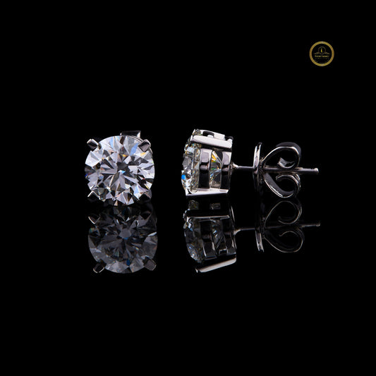 Desire Round Lab Grown Diamond Stud Earrings Custom Jewelry - View 2