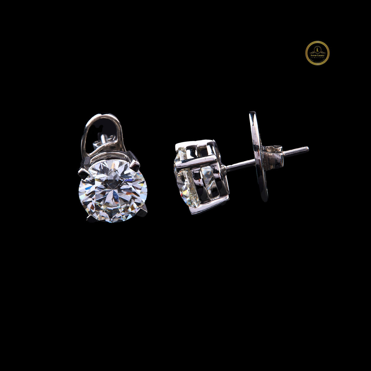 Desire Round Lab Grown Diamond Stud Earrings Custom Jewelry - View 3