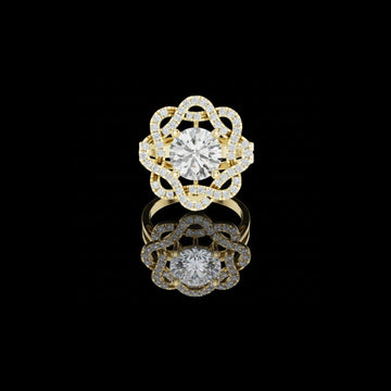 Floral Round Cut Lab Diamond Statement Wedding Ring For Her