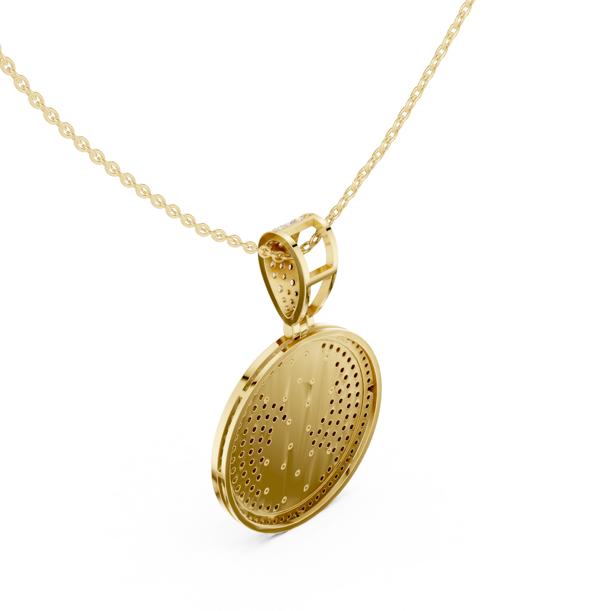 Men's Fully Iced Out Dollar Symbol Circle Charm Pendant with Moissanite Diamond - View 7