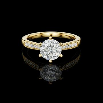 Round Cut Lab Diamond Wedding Ring With Pave Band