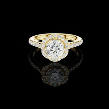 Round Floral Halo Lab Grown Diamond Cluster Diamond Ring