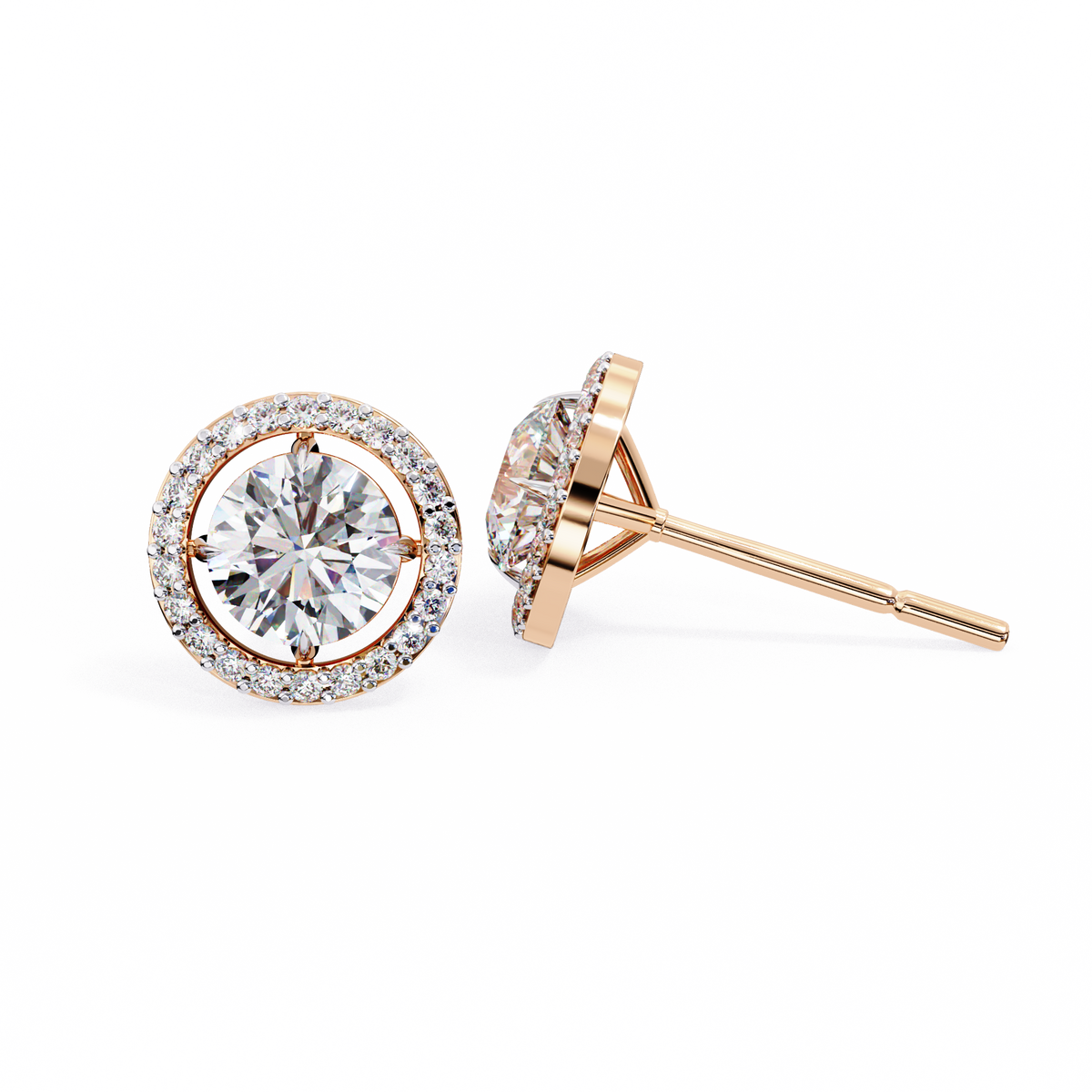 Exclusive Designer Lab Grown Round Cut Diamond Earring Limited Edition For Look - View 2