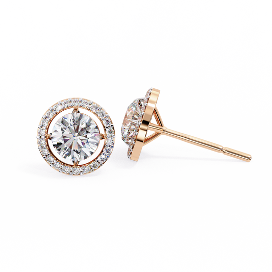 Exclusive Designer Lab Grown Round Cut Diamond Earring Limited Edition For Look - View 2