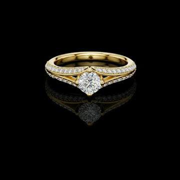 Round Cut Moissanite Diamond Twisted Pave Engagement Ring