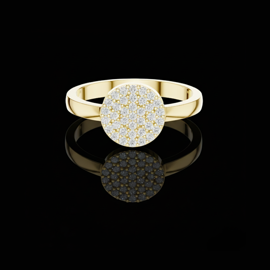 Round Pave Diamond Statement Lab Diamond Ring