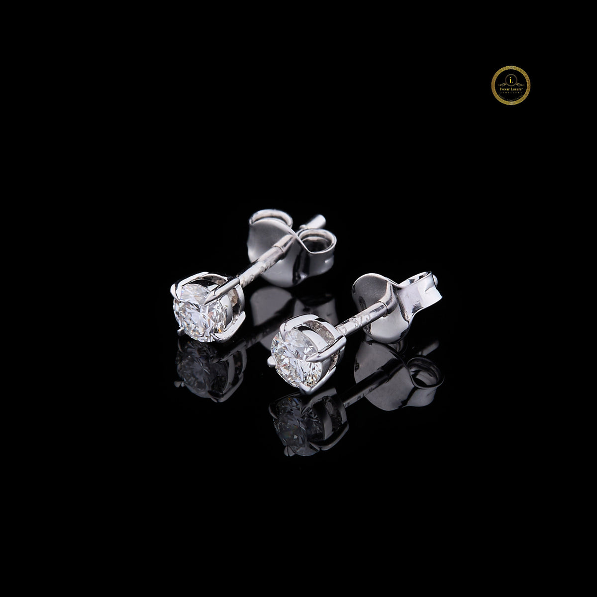 Brilliant Sparkle Round Cut Lab Grown Diamond Stud Earrings - View 3