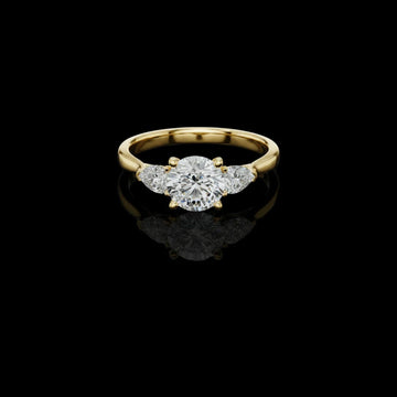 Round Three Stone Lab Diamond Engagement Ring For Women