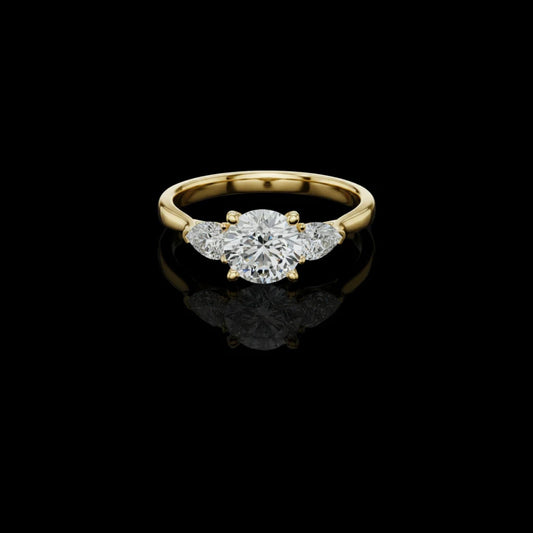 Round Three Stone Lab Diamond Engagement Ring For Women