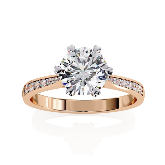 Heart Shape Prong Round Cut Moissanite Diamond Solitaire Engagement Ring - View 2
